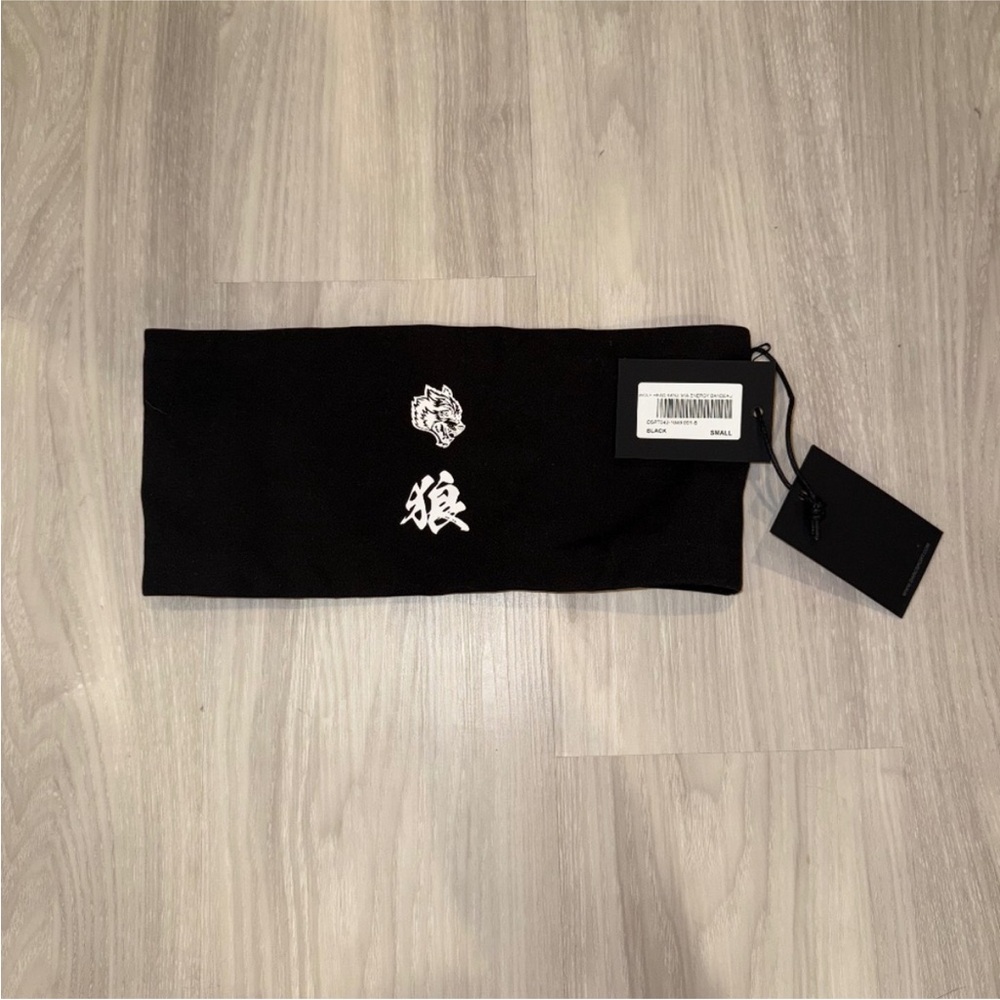 Black Headband with White Embroidery
